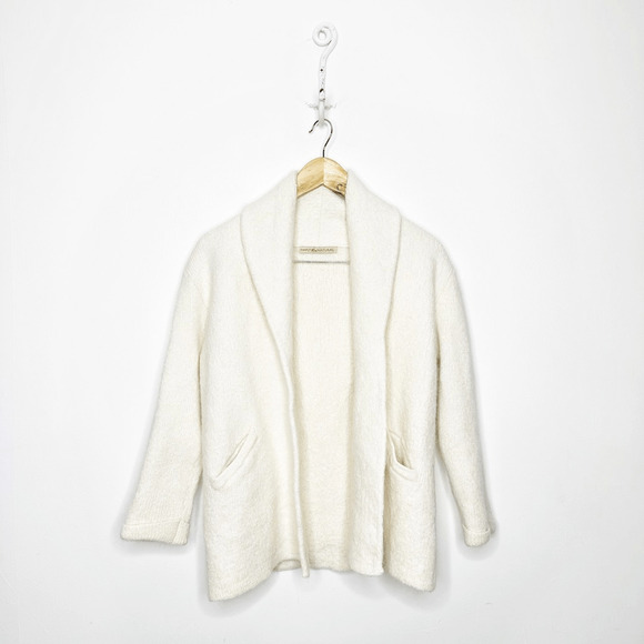 SIMPLY NATURAL ALPACA open front CARDIGAN cream white thick knit womens XS S - Picture 1 of 7